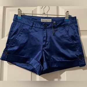Navy Blue Satin Shorts